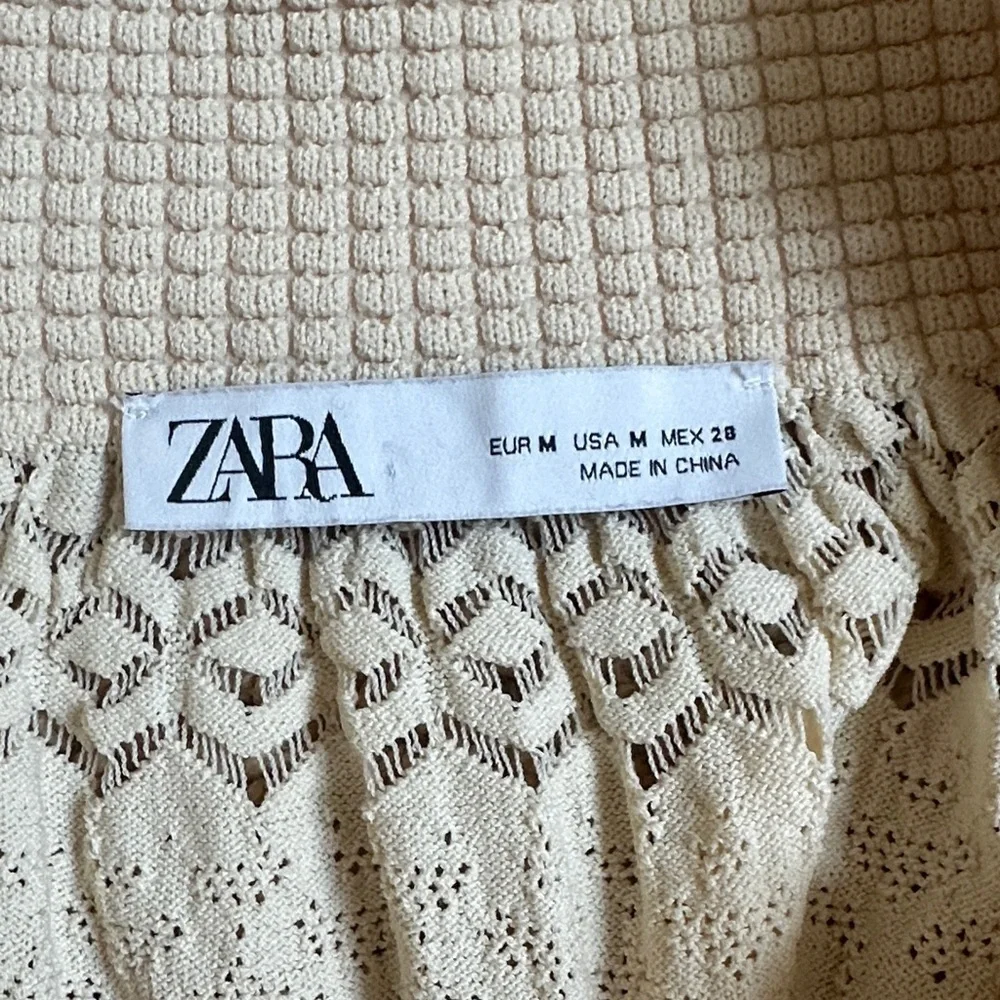 Zara Ivory Lace Knit Blouse